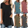 T-shirt da donna T-shirt a maniche corte di media lunghezza per donna Primavera/Estate 2023 Camicia base con top in cotone tinta unita dal taglio ampio