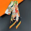 Sarongs Luxury Silk Skinny Scarf Fashion Bag Handle Ribbon Ladies Horse Print Headband Small Hair Scarves Band Female 231011