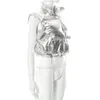 Kvinnors jackor silver metallisk vinterpuffer beskuren jacka för kvinnor 2023 höst mode ärmlös väst varma bubbla rockar kvinnlig quiltad