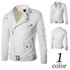 Chaqueta de ante de motocicleta para hombre entero Estilo sólido Rojo Negro Blanco Chaquetas de cuero de imitación Hombres Coreano Slim Fit Marca masculina Punk Man C223r