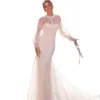 Robe De mariée sirène style bohémien, tenue De mariée transparente, col haut, Cape, manches longues, personnalisée, printemps