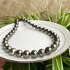 Charms atmospheric AAAAA LUSTER 1112mm REAL South Sea black circular pearl necklace with 14k gold buckle 231010