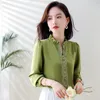 2023 Fashion Stand Collar Pink Blouses Silk Satin Women Designer Runway Lantern Sleeve Vintage Blouse Plus Size 2023 Autumn Winter Chic Office Lady Fine Elegant Tops