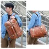 أكياس القراصنة السعة كبيرة الرحلة التجارية Back Pack Men Fudicury Pu Leather Backpack Vintage Travel Laptop Multi Multi Pocket 231010