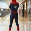 Tema kostümü evden çok uzakta süper kahraman zentai takım örümcek adam cosplay erkekler için tulum bodysuit karnaval cadılar bayramı geliyor t231011