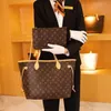 Designer tote bag large Handbags with wallet purse Fashion Leather Brown lattice shoulder Bags high Luxury Classic Flower Checked Shoulder bag