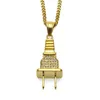 Strass Plug Hanger Ketting Hip Hop Rock Punk Socket Stekker Vorm Vriendje Liefhebbers Verjaardag Gifts2766