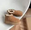 Ultra Mini Boot Designer Woman Platform Snow Boots Australien Päls Varma skor Real Leather Chestnut Ankel Fluffy Booties For Women Antelope Brown Color UU