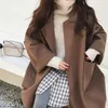 Women's Wool Blends Korean Fashion Elegant Woolen Trench Coat Winter Women Vintage Windbreakers Jacket Mid-Length Loose Turn-Down Collar Cardigan 231010