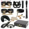 Jouets pour adultes BLACKWOLF BDSM Kits de bondage Ensemble de retenue en cuir véritable Menottes Collier Gag Vibrateurs Sexe pour femmes Couples Jeux 231010