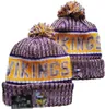 Minnesota Beanies Bobble Hats Beyzbol Top Kapakları 2023-24 Moda Tasarımcı Kova Şapk Tıknaz Örgü Sahte Pom Beanie Noel Spor Örgü Şapka A0