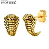 Other Fashion Accessories PROSTEEL Cobra Snake Men Stud Earrings Halloween Hip Pop Punk Stainless Steel Animal Jewelry Black/18K Gold Plated PSE5248 Q231011