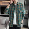 Camicia da uomo in flanella scozzese a maniche lunghe Plus Size Camicia casual da uomo ampia Hip Hop Street Camicia oversize morbida da uomo Dropshippig274L