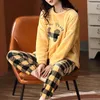 Home Abbigliamento Caldo Pigiami da donna Set Stampa di cartoni animati Flanella Donna Sottile Velluto corallo Manica lunga Indumenti da notte Autunno Inverno Set 2 pezzi Top