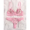 Other Panties Lingerie Sexy Floral Embroidery Underwear Transparent Lace Short Skin Care Kits Delicate Fairy Set Woman 2 Pieces 231010