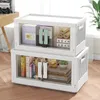 Förvaringslådor BINS Fällbar låda Stapble Sundries Organizer med hjul Hemma stora kapacitetsböcker Snack Toy Bin Closet 231011
