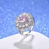 Fedi nuziali Ociki Argento Colore CZ Cubic Zirconia Cristallo Rosa Giallo Gioielli da festa per le donne Regalo Commercio all'ingrosso di goccia