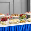 Support à gâteaux doré brillant avec plateaux blancs, assiettes de Buffet, support de décoration de bonbons, centres de Table de mariage, support à desserts, pâtisserie, biscuits, pain, support alimentaire, 16 pièces