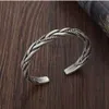 Bracelet en argent sterling 925 pour hommes, manchette ouverte faite à la main, bijoux de mode thaïlandais, cadeau 273U