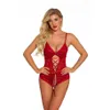 Wome Sexy Plunging Neckline Hollow-Out Lace-Up Front Lace and Mesh Cuttout Back Teddy Bodysuits Red Bridal Lingerie Teddies S-XXL 284V