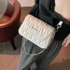 Purses 90% Off High grade internet sensation versatile pleated underarm women's bag small golden ball chain small square bag one shoulder crossbody women's bag