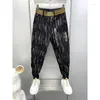 Męskie spodnie moda mężczyźni harem w paski Hip Hop Streetwear Wysokiej jakości Unikalne elastyczne talii męskie spodnie bawełniane joggery dresowe