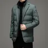 Men's Down Parkas 2024 Men's Winter Fake Two-Piece Warm blazer Business Leisure Warm Stand-up Collar down Jacket 231010