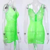 Womens Sheer Mesh Bikini Cover Up Badmode Badpak Hollow Out Bodycon Party Club Mini Korte Jurk Zomer Strand Sarongs218N