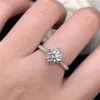 Cluster Rings Pure White Gold AU585 RING 1CT Moissanite Engagement Women Wedding Anniversary Present Test Positivt