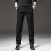 Męskie spodnie odzieży swoboda Wysokiej jakości 97% bawełniany miękki klasyczny styl prosty, szczupły spodni męski czarny szarość