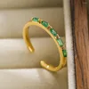 Anelli a grappolo Mafisar Trendy minimalista verde / bianco zircone geometrico anello sottile Temperamento placcato oro di alta qualità per gioielli da donna