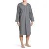 Men's Sleepwear S-3XL Men's Sleep Tops Cotton Long Sleeve V-neck Loose Pajamas Leisure Nightgown Mens Nightshirts Male Sleepwear Loungewear 231011