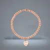 Fashion 925 Серебряная серебряная тега Love Heart Bracelets Оригинальный классический Teared Bracelet 4mm Bead Bead Rose Gold