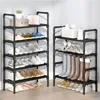 Suportes de armazenamento cremalheiras simples sapato rack multi-camada de metal sapato prateleira economia de espaço para sala de estar sapatos gabinete organizador suporte 231010