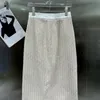 Luxury High Waisted Skirt Womens Sexy Slim Zipper Metal Buckle Dresses Designer Logo Print Overskirt