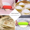 Rolling Pins Pastry Boards Non Stick Silicone Pin Wooden Handle Dough Flour Roller Kitchen Cooking Baking Tool For Pasta Cookie 231011