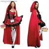 Tema kostym cosplay liten röd rid huva mantel komma för kvinnor fancy vuxen halloween fantasia karneval klä upp fest sagan flicka t231011