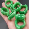 Natural jade Myanmar jade dry green saddle jade ring whole Yang green ring men and women with the same ring2438