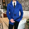 Men's Jackets Autumn Winter Double Breasted Woolen Overcoat High Quality Male Laple Belt Solid Thick Trench Coat Trend Causal Outerwear 231011