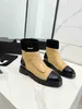 Chanells Kalb Womens Channel Dicke Stiefel Soled Schuhe benutzerdefinierte beliebte Kette Leder Stoff vielseitige Fußformmodifizierung.