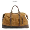 Duffel Bags Capacidade Homem Portátil Viajando Saco Europeu À Prova D 'Água Cera Óleo Canvas Mensageiro Bagagem Pacote Crazy Horse Cowhide 231010