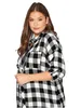 Women's Blouses Shirts Plus Size Elegant Spring Autumn Oversize Boyfriend Shirt Women Long Sleeve Black And White Check Loose Shirt And Blouse 6XL 7XL 231011