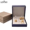 Jewelry Boxes High Quality Leather Ring Box Gift Pair Earrings Necklace Bracelet Jewlery Organizer Container 2023 231011