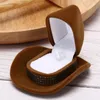 Jewelry Boxes 1Pcs Creative Cowboy Hat Shape Rings Box Velvet Display Storage Case Packaging 231011