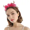 Hair Clips Cloth Flower Antler Headflower Garland Hoops Hairpin Halloween Headband Women Headdress Head Tiara Bride Piece