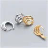 Stud Stud Sterling Sier Round Three Layers Earrings S925 Fashion Gold Color Jewerly For Women Giftstud Odet229886076 Jewelry Earrings Dhplo