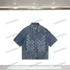 Xinxinbuy 남자 디자이너 티 티 셔츠 23ss 엠보스 편지 편지 패브릭 데님 셔츠 짧은 슬리브 면화 여성 흰색 블랙 블루 s-2xl308o