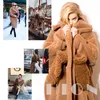 Elegante longo casaco de lã para baixo casacos atacado mulher inverno cashmere lã teddy casaco feminino plus size parka jaqueta gola de pele 16bfal