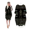 Lässige Kleider 3D-Druck Ägyptischer Pharao Kunstmuster Kleid Streetwear Damenmode Harajuku Langarmkleidung Plus Size Kleidung