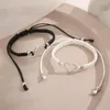 Charme pulseiras amor coração casal pulseira para unisex mulheres homens mão trabalhada ajustável branco preto contas borboleta 2023 jóias